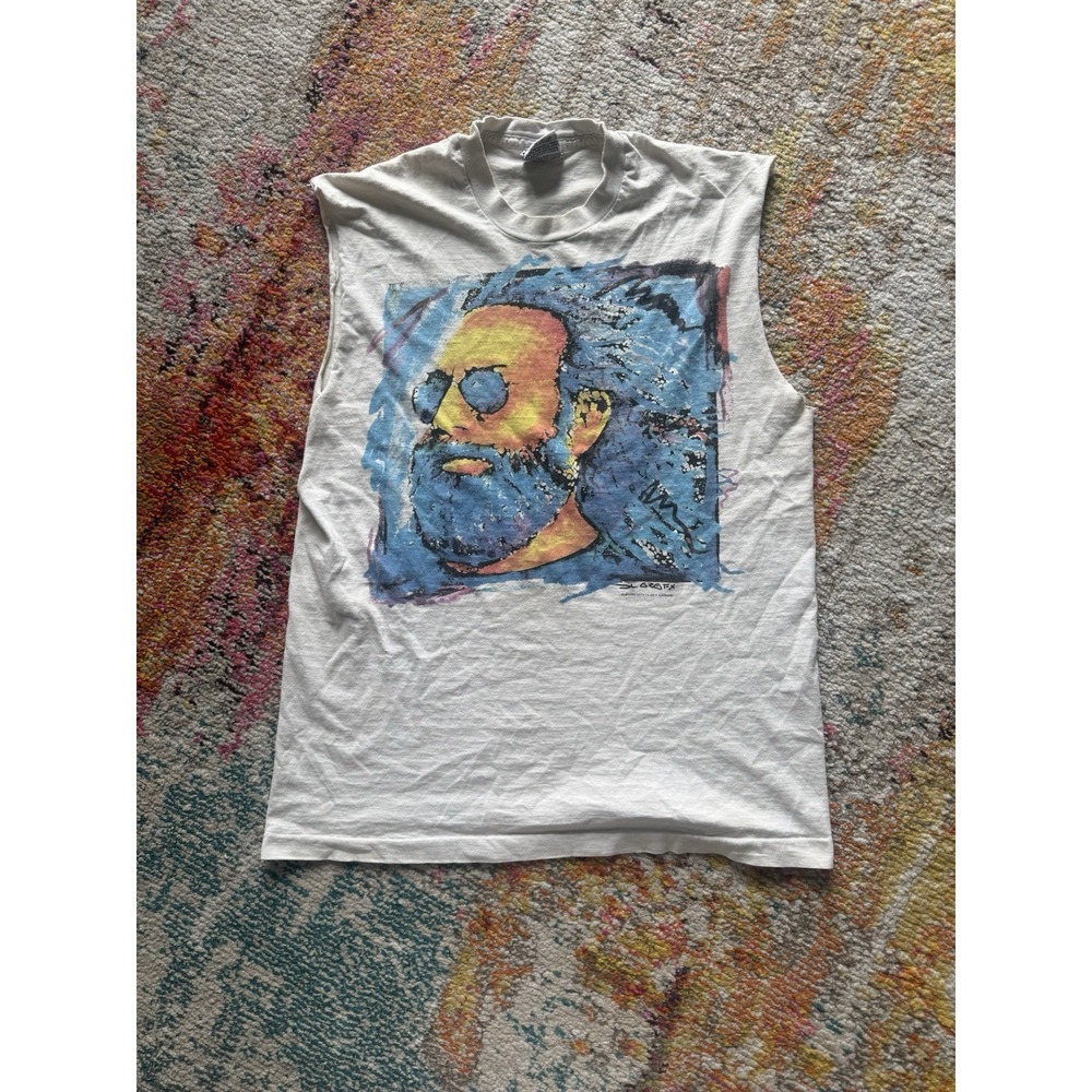Vintage 1995‎ Jerry Garcia Grateful Dead Liquid Blue Muscle Tee Large
